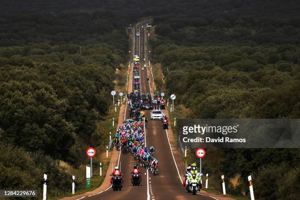 Primoz Roglic of Slovenia and Team Jumbo - Visma Red Leader Jersey / Richard Carapaz of Ecuador and Team INEOS - Grenadiers Green Points Jersey /...