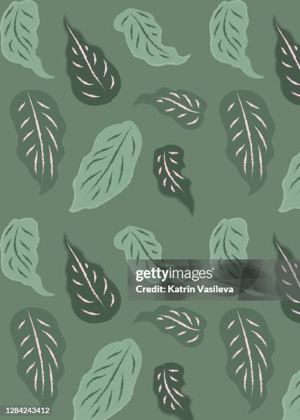 green jungle leafs seamless pattern on a green background - candy wrapper background stock illustrations