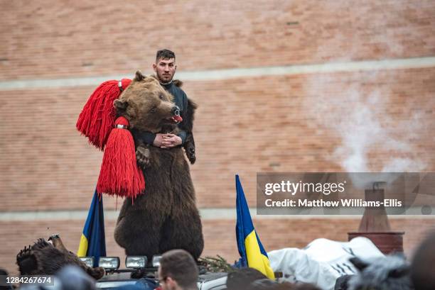 New Year Bear Dancing Festival, Comanesti, Moldova, Romania.