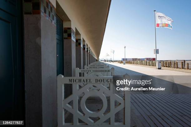 View of the empty boardwalk called "Les planches de Deauville" on November 06, 2020 in Deauville, France. As Europe revisits surging infection rates...