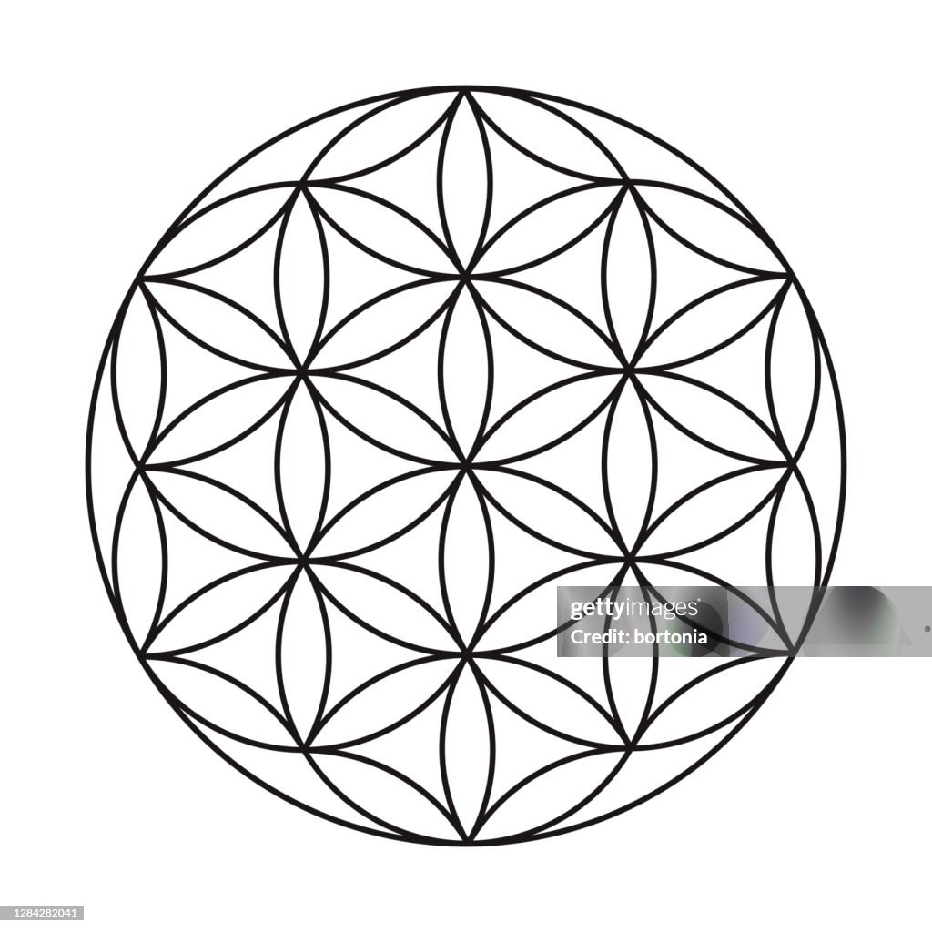 Flower of Life Sacred Geometry Icon on Transparent Background