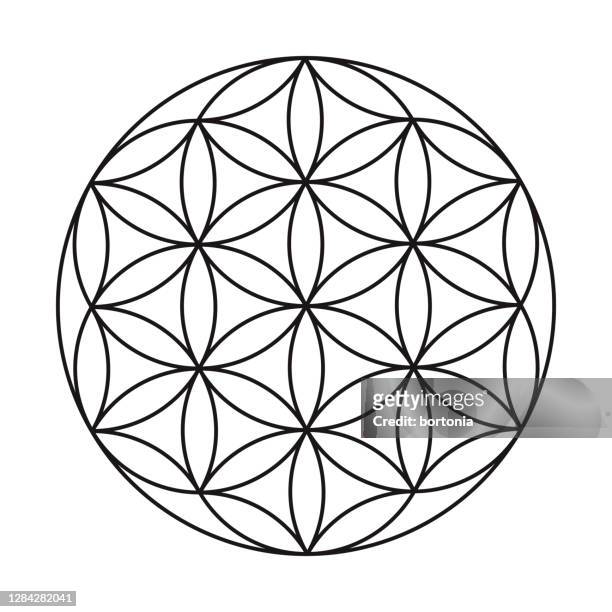 flower of life sacred geometry icon on transparent background - beginnings stock illustrations