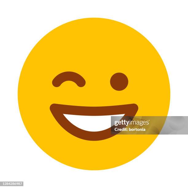 winking emoticon icon on transparent background - winking stock illustrations