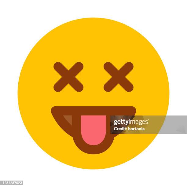 sticking out tongue emoticon icon on transparent background - sticking out tongue stock illustrations