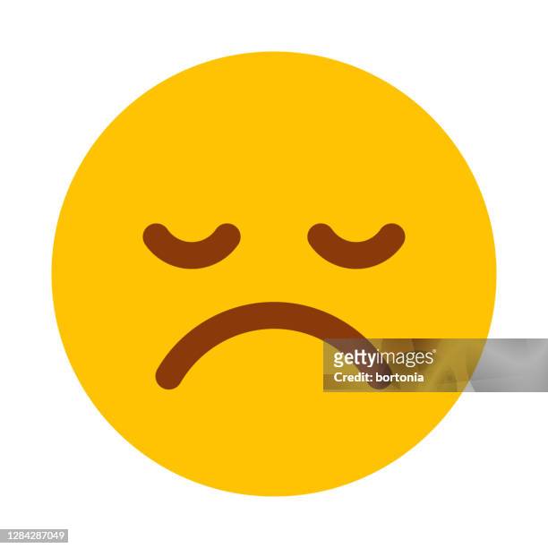 sad emoticon icon on transparent background - frowning stock illustrations
