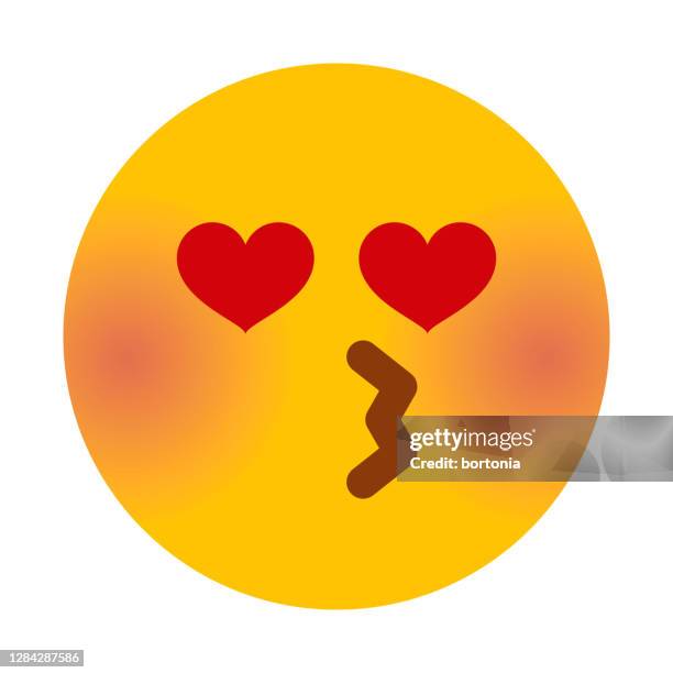 kiss emoticon icon on transparent background - puckering stock illustrations