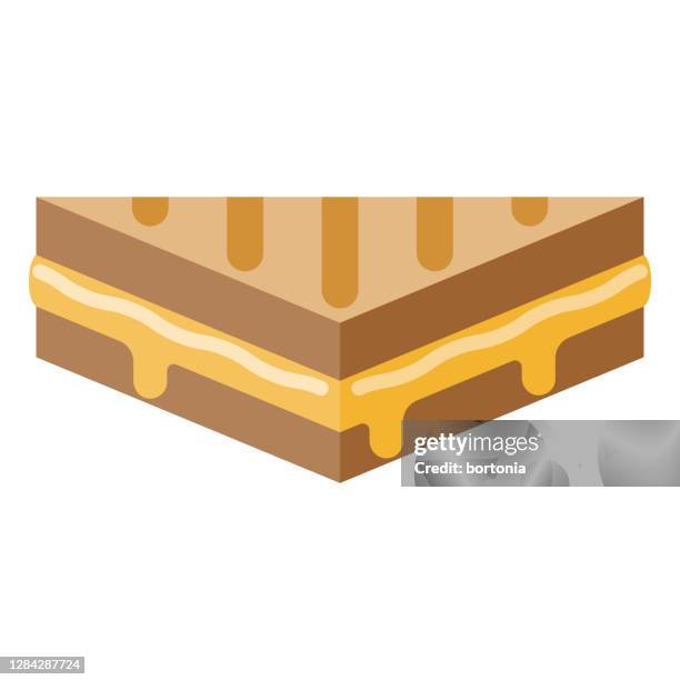 grilled cheese sandwich icon on transparent background - lunch break icon stock illustrations