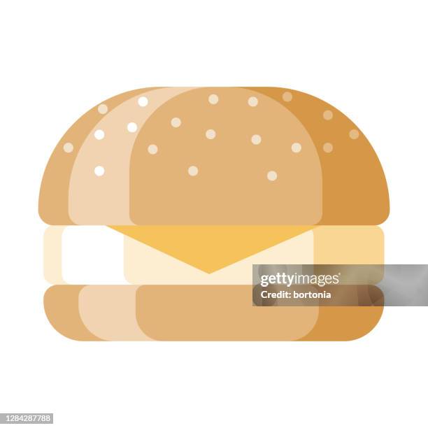 egg and cheese breakfast sandwich icon on transparent background - fried egg isolated stock illustrations