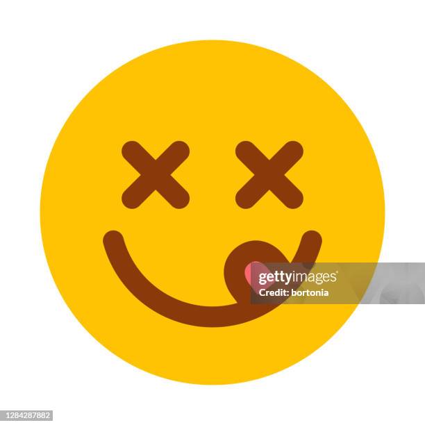 tasty emoticon icon on transparent background - tasty face stock illustrations