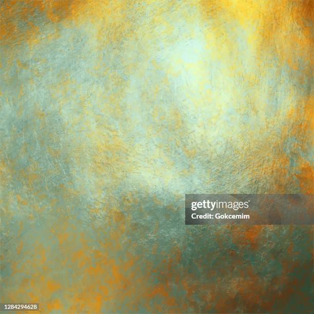 stockillustraties, clipart, cartoons en iconen met abstracte achtergrond met multi gekleurde aquarel penseelstreek op gouden folie textuur. zachte pastel grunge textuur. veelkleurige penseelstreekclipillustraties. metallic vlek geïsoleerd. elegant textuurontwerpelement voor wenskaarten en labels, abstract - clip art