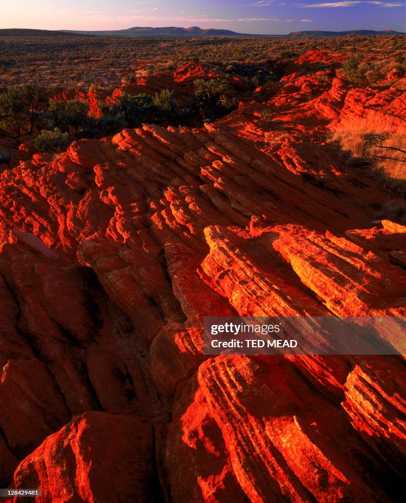 Sandstone layered escarpment, little sandy desert, wa, australia