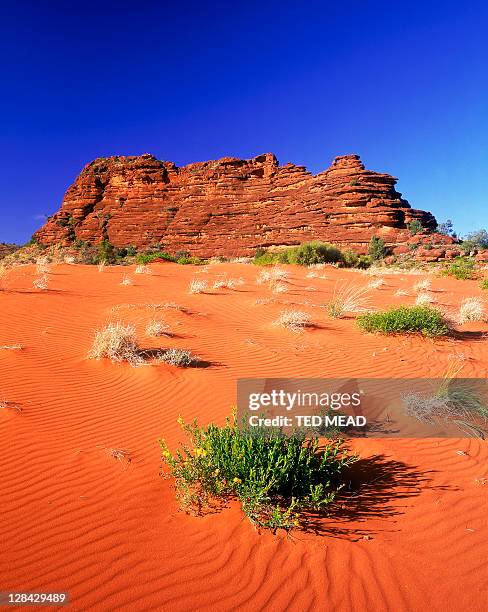 sand dune & escarpment, finke gorge national park, nt, australia - northern territory australia stock pictures, royalty-free photos & images