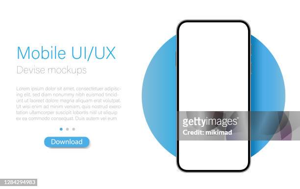 frame less smartphone. mobile phone mockup with blank screen. ui / ux design. vector illustration, digital devise, digital template. - smartphone stock illustrations