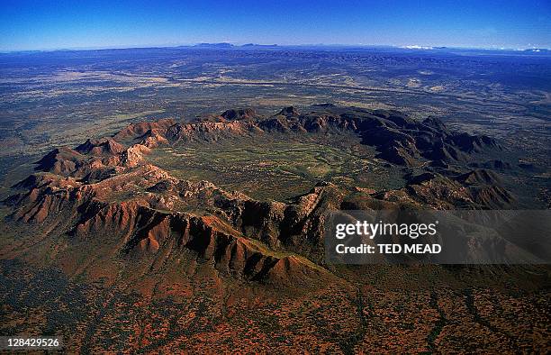 aerial view of gosses bluff meteorite crater, northern territory, australia - meteorite stock pictures, royalty-free photos & images