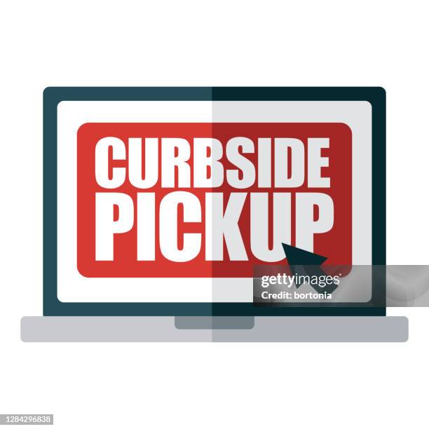 curbside pickup icon on transparent background - essential services icons stock illustrations