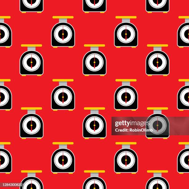 kitchen scale seamless pattern - wrapping machine stock illustrations