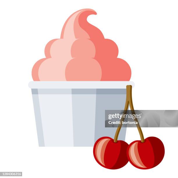 cherry ice cream on transparent background - ice cream scoop stock illustrations