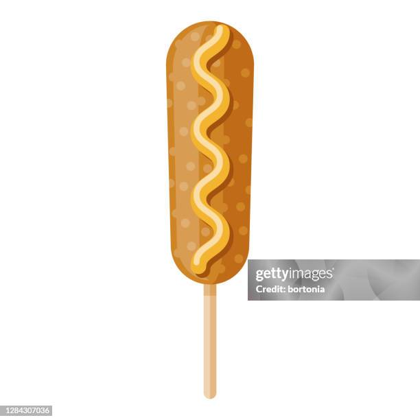 corn dog icon on transparent background - mustard sauce stock illustrations