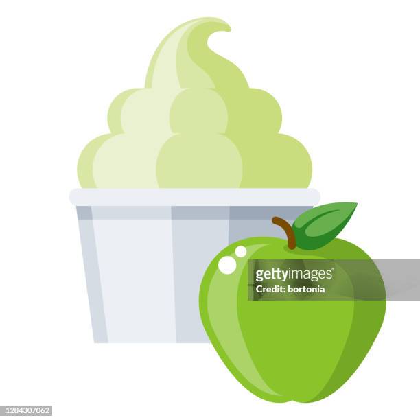 bildbanksillustrationer, clip art samt tecknat material och ikoner med grön apple ice cream på transparent bakgrund - frozen apple