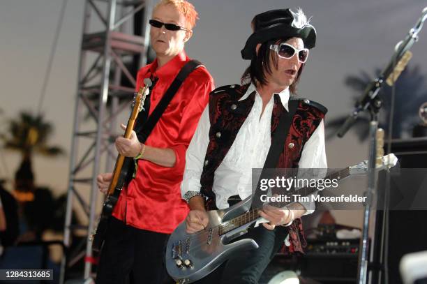 David J and Daniel Ash of Love and Rockets perform during Coachella 2008 at the Empire Polo Fields on April 27, 2008 in Indio, California.