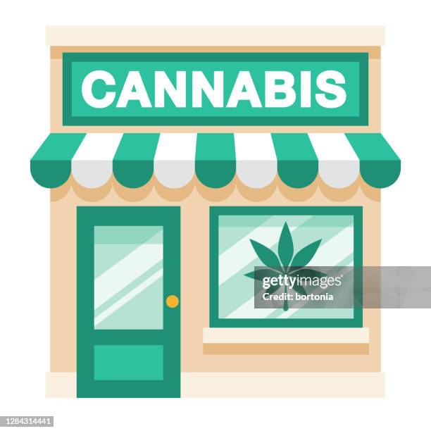 cannabis shop on transparent background - drug addiction icons stock illustrations