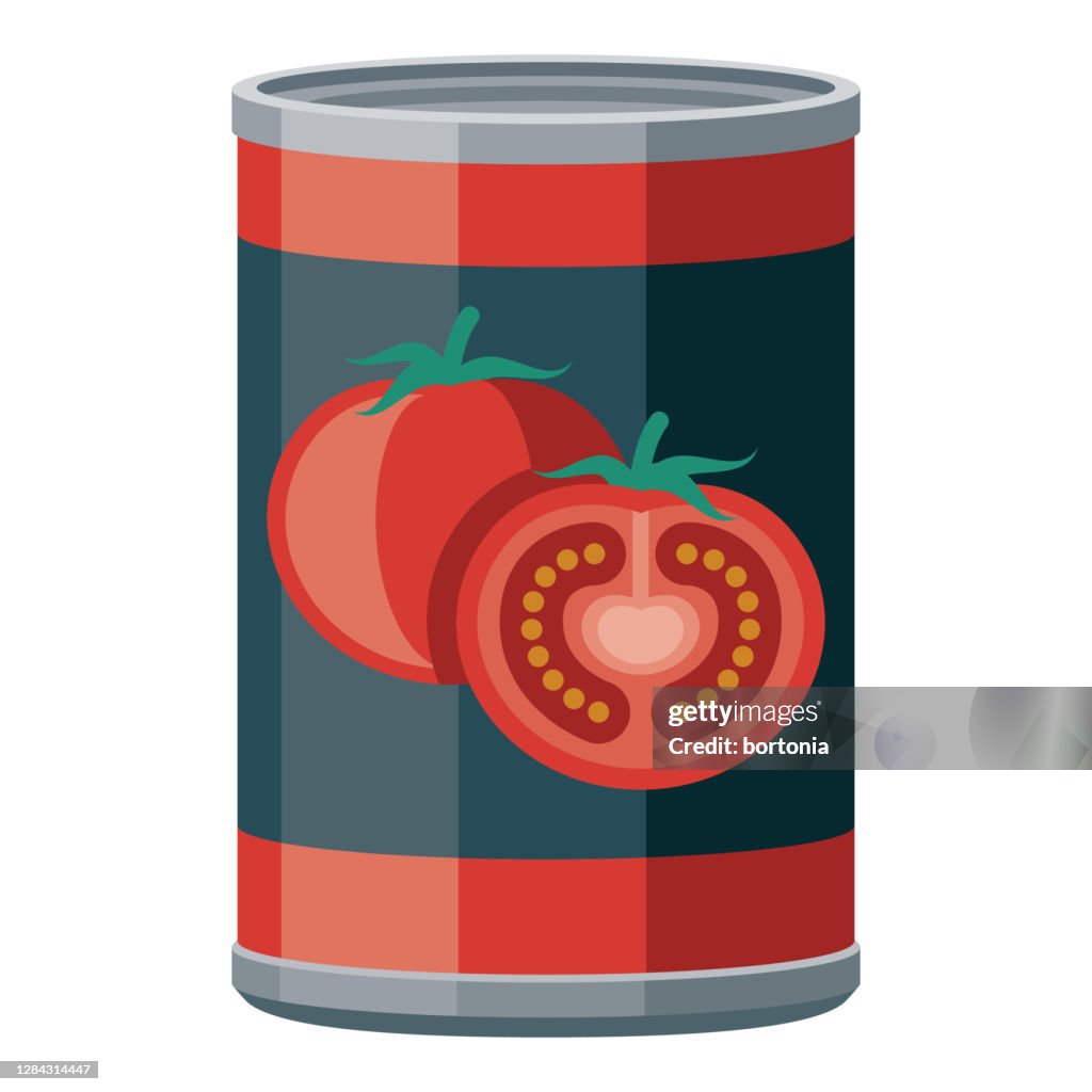 Canned Tomatoes Icon on Transparent Background