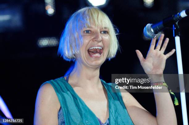 Sia performs during Coachella 2008 at the Empire Polo Fields on April 27, 2008 in Indio, California.