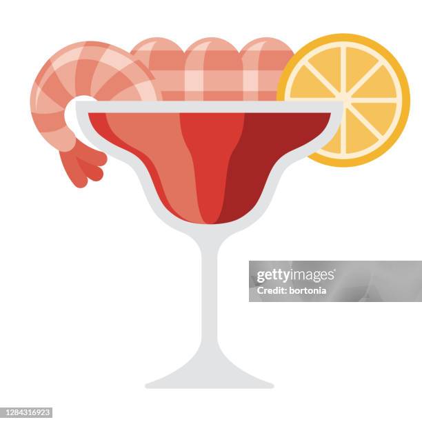 prawn cocktail icon on transparent background - fish market stock illustrations