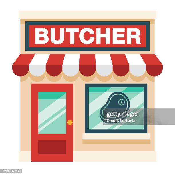 butcher shop on transparent background - awning stock illustrations