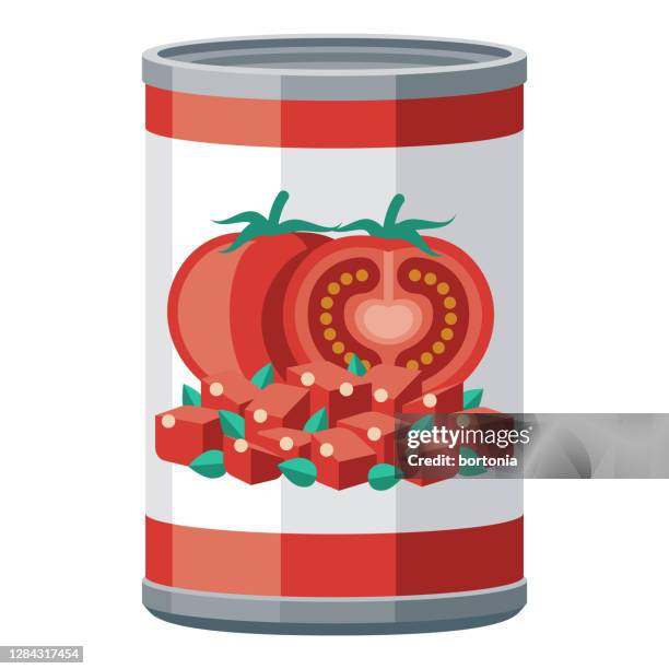 illustrazioni stock, clip art, cartoni animati e icone di tendenza di icona pomodori a dadini in scatola su sfondo trasparente - chopped tomatoes
