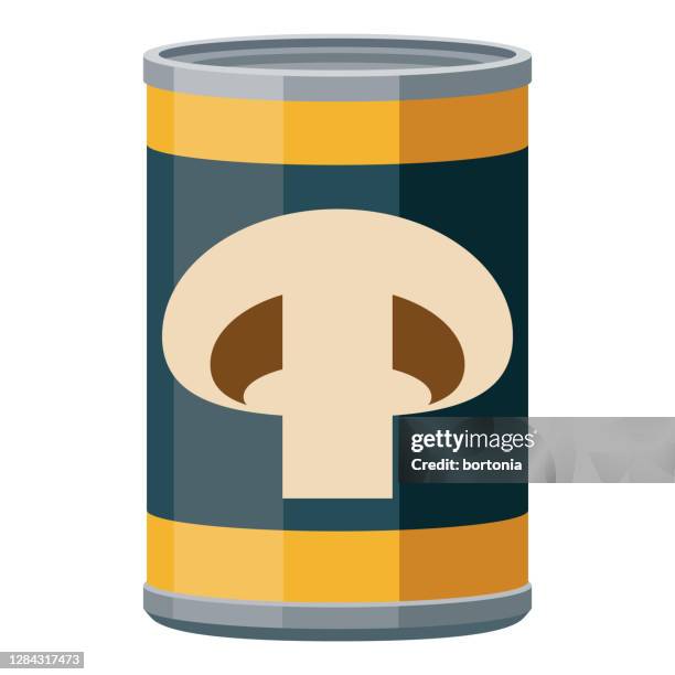 canned mushroom icon on transparent background - tin can vector stock illustrations