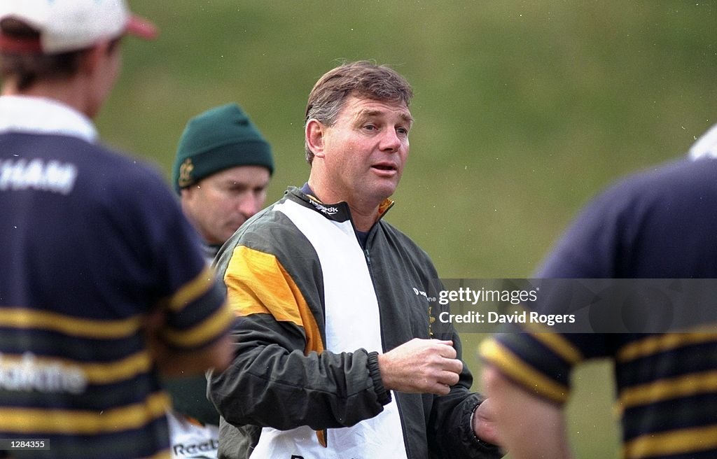 Rod Macqueen Rod McQueen the Coach for the Australian rugby team talks to his ...