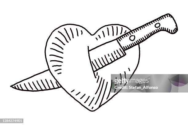 ilustrações, clipart, desenhos animados e ícones de rabisco de faca perfurando um coração - stabbed in the back