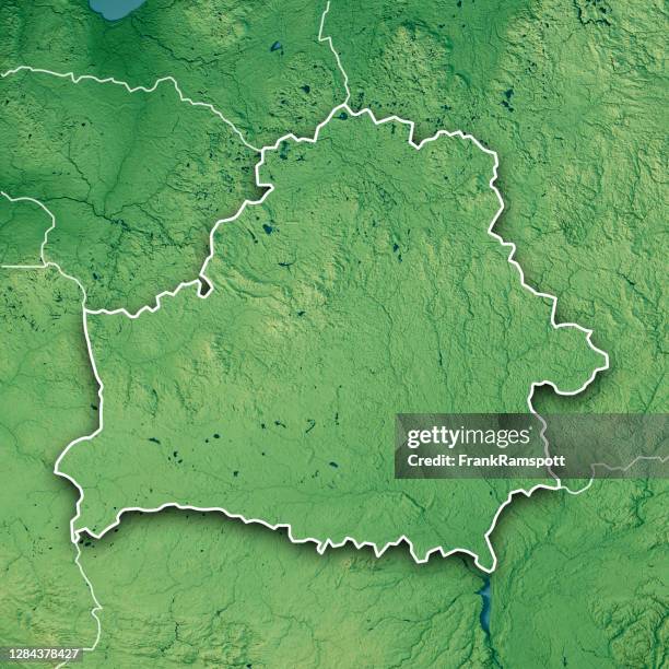 belarus 3d render topographic map color border - belarus stock pictures, royalty-free photos & images