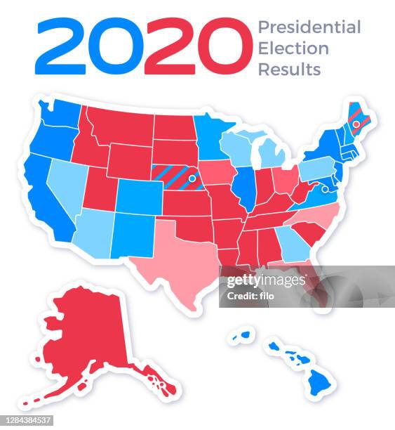 stockillustraties, clipart, cartoons en iconen met uitslag presidentsverkiezingen 2020 - bevolkingsdichtheid