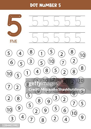 Find And Color Number 5 Math Game For Kids High-Res Vector Graphic ...