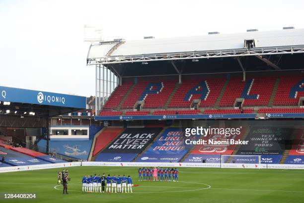 General view inside the stadium as the Leeds United and Crystal Palace players observe a minutes silence to mark Armistice Day prior to the Premier...
