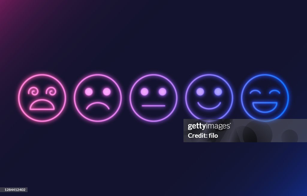 Feedback Rating Faces Glowing Neon