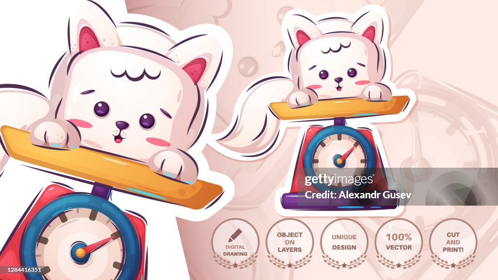 Scale Cute Cat In The Scales Cute Sticker High-Res Vector Graphic - Getty Images