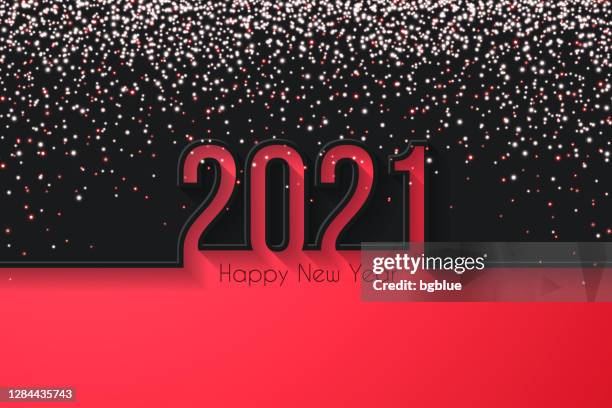 happy new year 2021 with gold glitter - black background - red-sequin-background stock illustrations