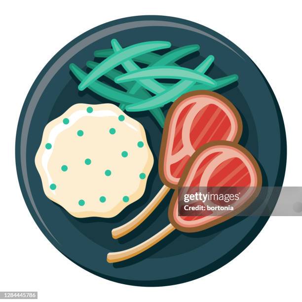 lamb dinner icon on transparent background - red meat stock illustrations