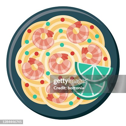 Shrimp Scampi Pasta Icon on Transparent Background Shrimp Scampi Pasta Icon on Transparent Background