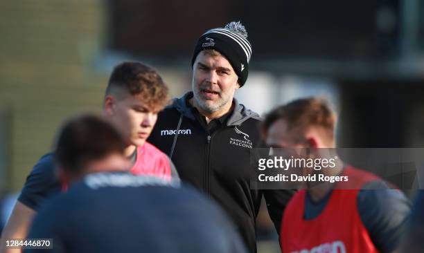 Nick Easter, the Newcastle Falcons, defence coach, looks on during the pre season friendly match between Ealing Trailfinders and Newcastle Falcons at...