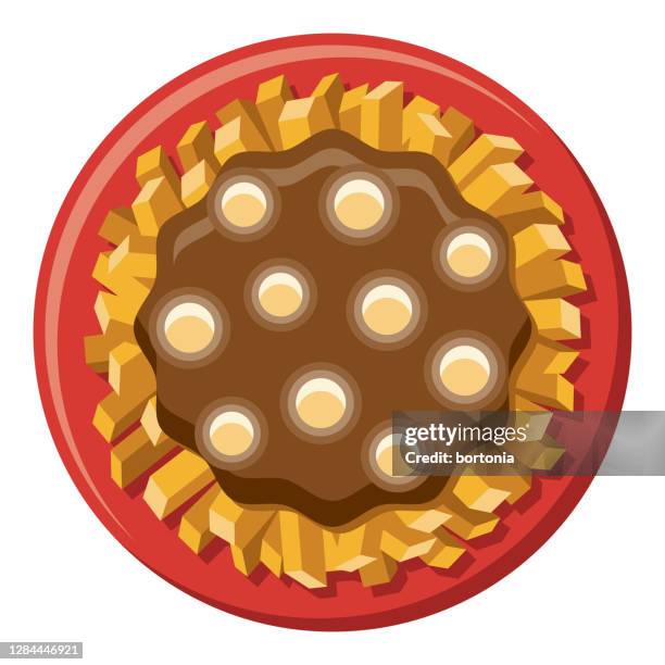 poutine icon on transparent background - breaded stock illustrations