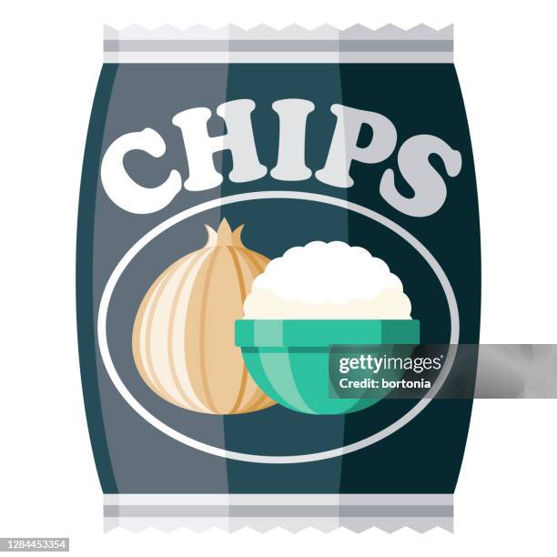 sour cream and onion potato chip icon on transparent background - chiave stock illustrations