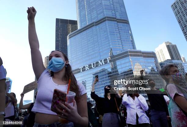 Supporters of Democratic presidential nominee Joe Biden celebrate downtown near Trump Tower after several major news outlets declared Biden the...