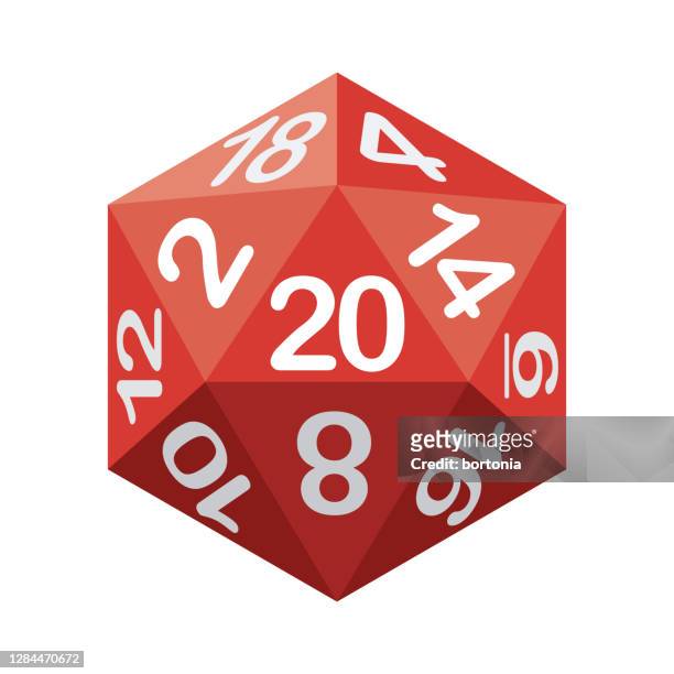 d20 dice icon on transparent background - number 20 stock illustrations