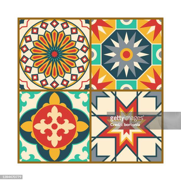 moroccan tiles icon on transparent background - moroccan tile stock illustrations