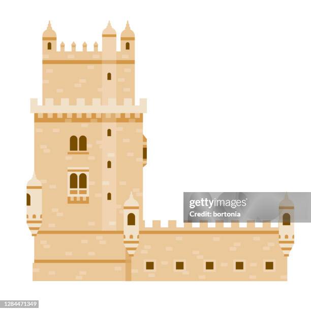 bildbanksillustrationer, clip art samt tecknat material och ikoner med belem tower ikon på transparent bakgrund - castle