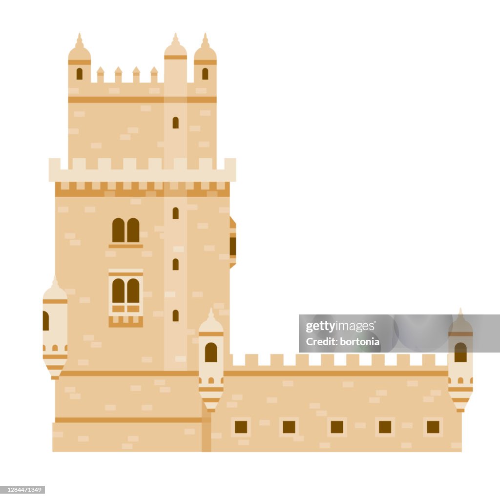Belem Tower Icon on Transparent Background